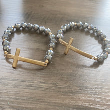 Load image into Gallery viewer, Cross and Ball Bead Stretch Bracelet
